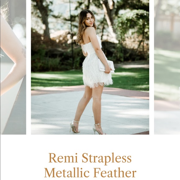 Remi Faux-Feather-Trimmed Strapless Dress - Picture 5 of 9